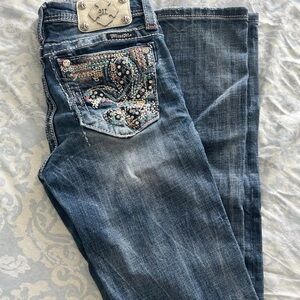 SOLD  Miss Me Embellished Boot Cut Jeans - Blue